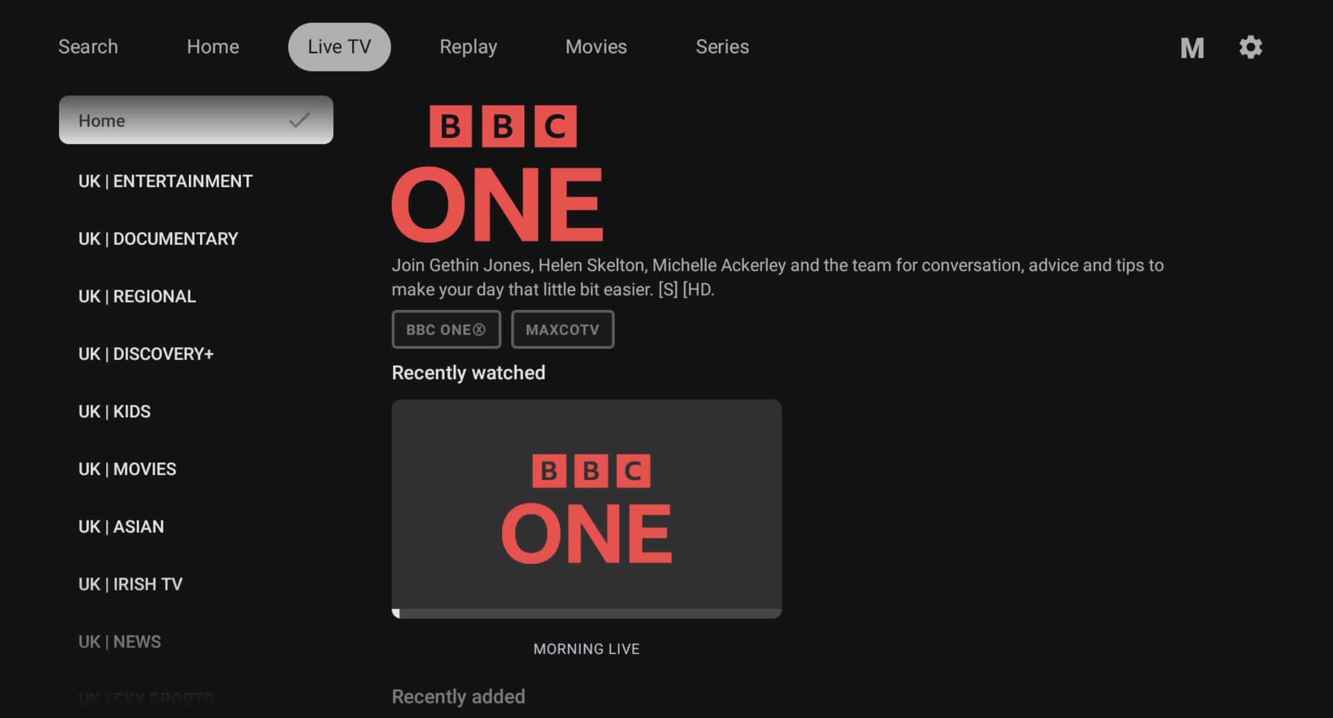 IPTV trial interface